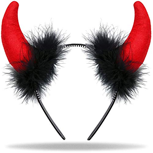 Teufelshörner Teufels Ohren Haarreif rot schwarz | Haarschmuck für Damen Herren & Kinder | Kopfschmuck zu Halloween | Kostüm Deko Accessoire für Fasching - Karneval Partys von Hatstar