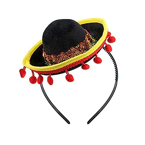 Dia Muertos Hut Sombrero Stirnband Mexikaner Festival Kostüm Haarband leicht zu tragen Karneval Kopfschmuck für Erwachsene Kinder Haustier von Hattba