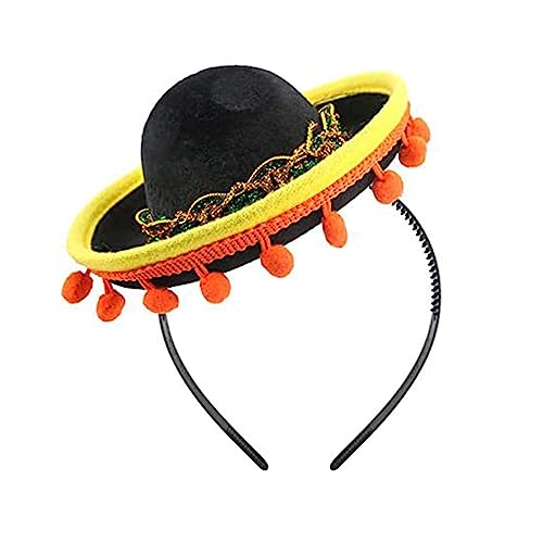 Dia Muertos Hut Sombrero Stirnband Mexikaner Festival Kostüm Haarband leicht zu tragen Karneval Kopfschmuck für Erwachsene Kinder Haustier von Hattba