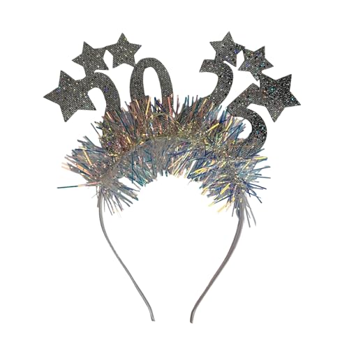 Festival Kopfschmuck Karneval Kopfbedeckung Party Requisiten Silvester Stirnband Jahr 2025 Pailletten Hairhoop Party Requisiten von Hattba