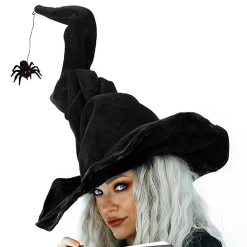 Hexenhut für Halloween-Party, Tüll, gefiederte Zauberermütze, Cosplay, Kostüm, Zubehör, Kopfbedeckung, Maskeraden, Partyzubehör von Hattba