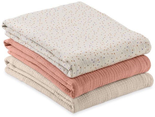 Hauck Cuddle N Clean Musselintuch 3er-Pack, Beige Dots/Cork/Beige von Hauck