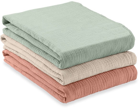 Hauck Cuddle N Clean Musselintuch 3er-Pack, Sage/Beige/Cork von Hauck