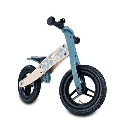 Hauck Laufrad Kinder Balance N Ride, Holz Laufrad ab 2 Jahren bis 20 kg (FSC® Zertifiziert), Sattel höhenverstellbar, Rutschrad mit 12 Zoll Lufträder, Klingel, Tragegriff, ohne Pedal (Turtle) von Hauck