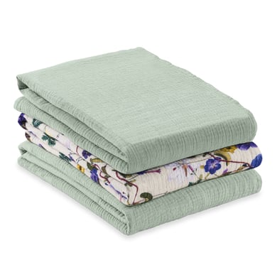 hauck Spucktücher Cuddle N Clean 3er Set Sage/Beige Floral von Hauck