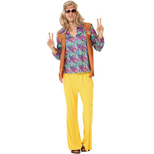 Hauntlook Groovy Hippie Herren Halloween-Kostüm – 60er Jahre Hazy Psychedelic & Funky Outfit - Mehrfarbig - X-Large von Hauntlook