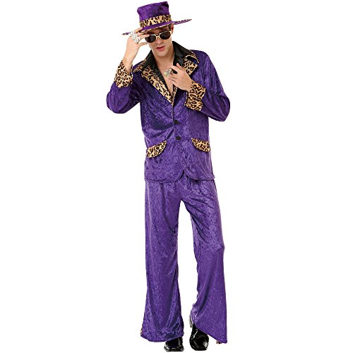 Honey Hustler Herren Halloween Kostüm 70er & 80er Jahre Big Pimpin' Pimp Daddy Anzug (Medium) von Hauntlook