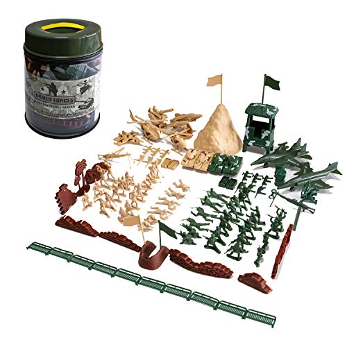 Hautton 【107 Stück Spielfiguren Set von Armee Soldaten Figuren Militär Modell Spielesets Mini-Plastik-Soldatenfiguren Spielzeug Militärspielset für Kinder Jungen von Hautton