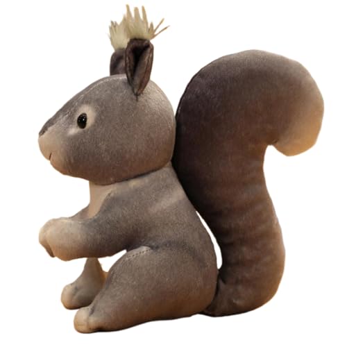 Hava Kolari Plüschtier Eichhörnchen, 20cm Realistische Eichhörnchen, Flauschiges Stofftier Kuscheltier Eichhörnchen Schmusetier Geschenk für Mädchen, Jungen (Grau) von Hava Kolari