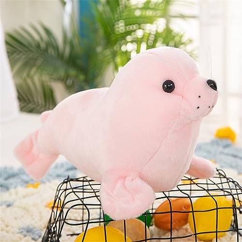 Hava Kolari Plüschtier Robbe Meerestier Kissen Plüsch Siegel Plüschtier Kuscheltiere Robben Stofftier Weiches Kissen Seal Plüschtier Sofakissen für Kinder (Rosa,30cm) von Hava Kolari