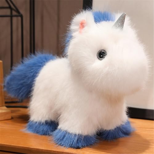 Hava Kolari Regenbogen Plüsch Einhorn Kuscheltier mit Flügel Super Weiches Einhorn Kissen-Stofftier Süße Plüschtier für Kinder Mädchen Puppe Geschenk (Blau,27cm) von Hava Kolari