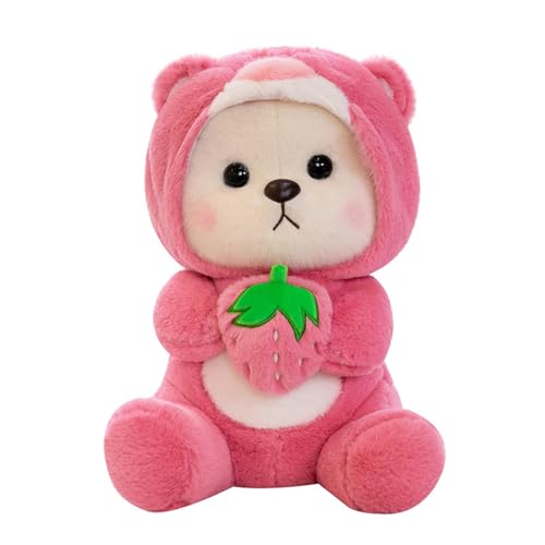 Hava Kolari Teddybär Plüsch, Erdbeere Teddybär mit Hut, Stofftier Spielzeug Plüschtier Teddybär Dekozimmer Kissen für Weihnachten, Geburtstag Heimdekoration (70cm) von Hava Kolari