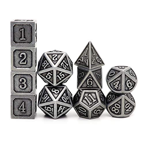 Haxtec 11PCS Ancient Metal DND Dice Set D&D 5E Gifts Extra D6 D20 Dungeons and Dragons RPG-Antique Iron 11PCS RPG Dice von Haxtec