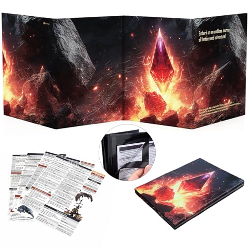 Haxtec DND DM Screen, Dungeons and Dragons Master Screen, Four-Panel with Magnetic Pockets DM Screen for Board Games Masters, TTRPG Accessories D&D Gifts for DM Dungeons Masters von Haxtec