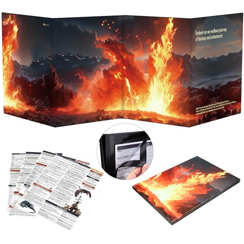 Haxtec DND DM Screen, Dungeons and Dragons Master Screen, Four-Panel with Magnetic Pockets DM Screen for Board Games Masters, TTRPG Accessories D&D Gifts for DM Dungeons Masters von Haxtec