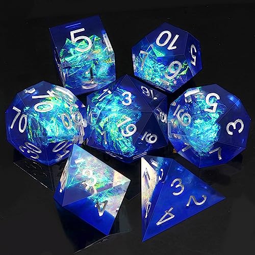 Haxtec DND Würfel Set Sharp Edge Harz Würfel mit Würfel Fall Blau D&D Polyederwürfel für TTRPGs Dungeons und Drachen DND Geschenk Galaxy Series von Haxtec