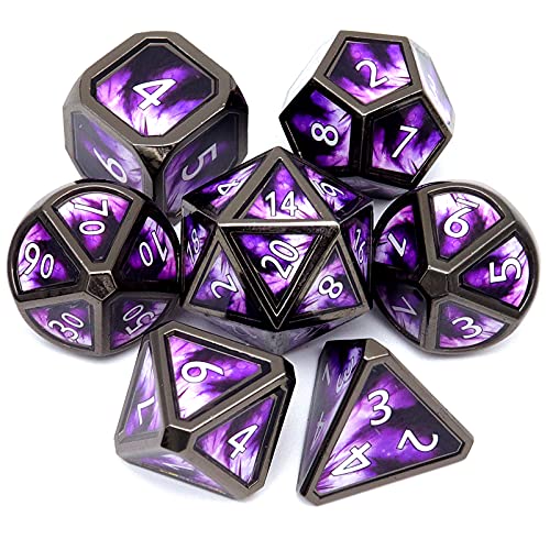 Haxtec Metal DND Dice Set Purple Black Metall Würfel Real Scene D&D Dice for Dungeons and Dragons Gift RPG Games-Elderitch Blast von Haxtec