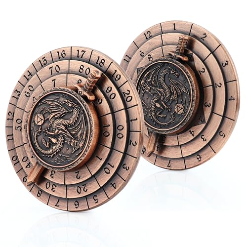 Haxtec Spinner Dice 7-in-1 Metal DND Dice Set Unique Dice Spinner Antique Copper Rotate Metal D&D Dice for Dungeons and Dragons DND Gifts MTG RPG Role Playing Gaming Dice von Haxtec