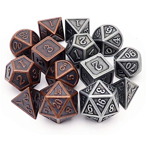 Haxtec Viking Metall DND Würfel Set D&D 7PCS von D20 D12 D10 D8 D6 D4 für Dungeons und Drachen TTRPG Games (2 Pack) von Haxtec