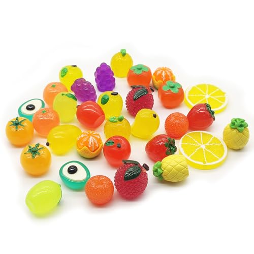 Hayaww 32 pcs Mini Leuchtend Frucht Modell Min Figuren Leuchtende aus Kunstharz künstliche Modell Miniatur Garten Miniatur Harz Ornament Fluoreszierende Landschaft Garden Zubehör leuchtet im Dunkeln von Hayaww