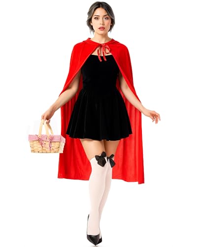 Haysandy Rotkäppchen-Kostüm für Damen und Erwachsene, Rot, Halloween-Partykleid, Umhang, Strümpfe, Korb für Cosplay, Größe XL, 4 Stück Haysandy Rotkäppchen-Kostüm für Damen und Erwachsene, Rot, Halloween-Partykleid, Umhang, Strümpfe, Korb für Cosplay, Größe XL, 4 Stück von Haysandy