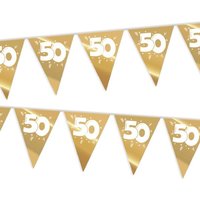 Wimpelkette, gold  Zahl "50", für Goldhochzeit/50. Geburtstag, 10m von Haza Groep B.V.