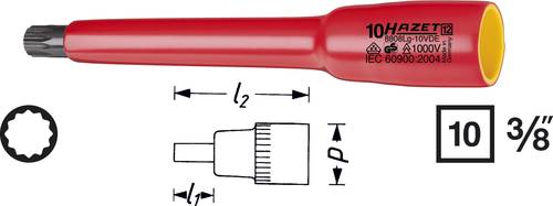 Hazet 8808LG-8KV Innen-Vielzahn (XZN) VDE-Steckschlüsseleinsatz 8mm 3/8  (10 mm) von Hazet