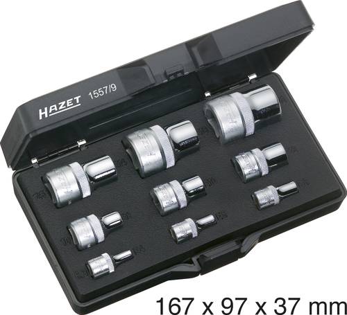 Hazet Steckschlüsseleinsatz-Set 1/4  (6.3 mm), 1/2  (12.5 mm), 3/8  (10 mm) 9teilig 1557/9 von Hazet