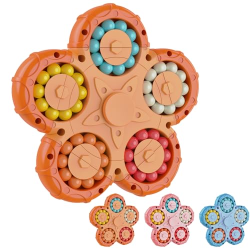Magic Bean Rotierender Zauberwürfel Spielzeug, kreatives Fingerwürfel Puzzle für Kinder und Erwachsene, Handdreher Intelligenz Spiele Stressabbau Spielzeug Fidget Toys ab 3 Jahren(Orange) von Hbaid