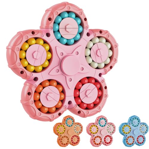 Magic Bean Rotierender Zauberwürfel Spielzeug, kreatives Fingerwürfel Puzzle für Kinder und Erwachsene, Handdreher Intelligenz Spiele Stressabbau Spielzeug Fidget Toys ab 3 Jahren(Rosa) von Hbaid