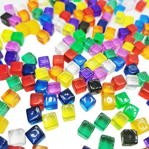 Bunte Würfel 200pcs Acrylic 8mm D6 DICE Set TRANSLAUTENT Blocks Square DIY DICE Game Pädagogische Mehrfarbigkeit 6 -Seiten -Würfel -Acrylwürfel, D6 DICE Set von Hbbgdiy