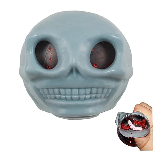 Es Ball, Halloween -Spielzeug, Schädel Stress Relief Spielzeug Neuheit Schädel Squeeze Bälle Spielzeug Squeeze Schädel Stress Relief Spielzeug für Kinder und Erwachsene grau von Hbbgdiy