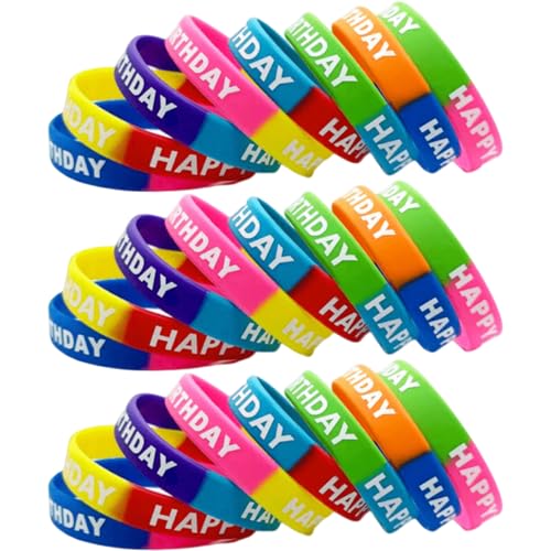 Geburtstagsbänder für Geburtstag, 24 Prozent farbenfrohe elastische Kautschukarmbänder Silikon Armbänder Accessoires für Erwachsene Kinder Klassenzimmer, Partybevorzugungen, Karnevalsdekorationen Geburtstagsbänder für Geburtstag, 24 Prozent farbenfrohe elastische Kautschukarmbänder Silikon Armbänder Accessoires für Erwachsene Kinder Klassenzimmer, Partybevorzugungen, Karnevalsdekorationen von Hbbgdiy