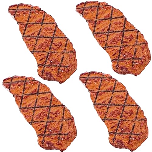 Gefälschtes Fleisch 4pcs gefälschtes Steak lebenseise simuliertes Netz gefälschter Steak gekochtes Roastbeef Faux Food Mini Kinder spielen Essen für Küchenspielzeug, Fotografie -Requisiten, Display von Hbbgdiy