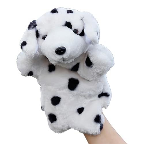 Handpuppen für Kinder Tierpuppen süße Plüsch realistische weiche Handpuppen für Erwachsene Kinder Tier Handpuppen für Kindergarten Geschichtenerzählen, gefleckter Hund von Hbbgdiy