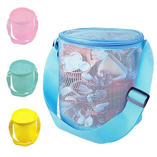 Hbbgdiy Beach Toy Bag Mesh Beach Bags Kinder sammeln Beschussbeutel Sandspielzeughalterbeutel mit verstellbarem Riemen 4pcs von Hbbgdiy