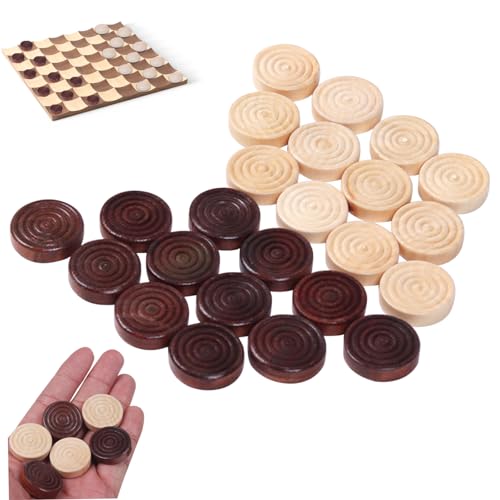 Hbbgdiy Checkers Stücke 24PCS -Entwürfe Stücke Holz Spiralgravigte Entwürfe Pädagogische Runde lackierte Backgammon -Stücke für Kinder Brettspiel von Hbbgdiy