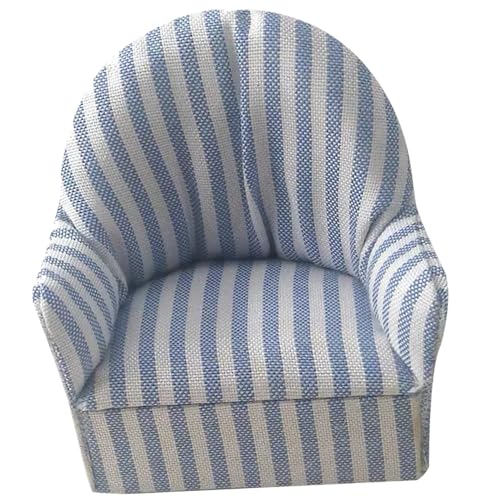 Hbbgdiy Dollhouse Sofa Blue Striped Doll Couch 1:12 Simulation Miniature Puppenhaus Couch DIY Single Doll Couch Dollhouse Möbel von Hbbgdiy