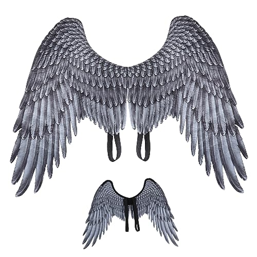 Hbbgdiy Engelsflügel für Erwachsene Unisex Cosplay Freigröße Realistische Halloween Angel Elastic Schultergurt Nicht gewebter Kostüm für Party Cosplay Schwarz von Hbbgdiy