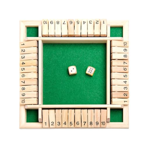 Hbbgdiy Game Dice Box 4 Wege Shut Box Dice Game Holzbrettspiel Spielzeug Spielzeug Smart Game zum Lernen Green Green von Hbbgdiy