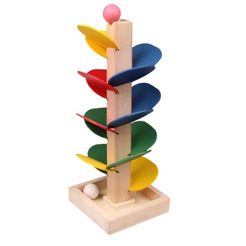 Hbbgdiy Holzbaum abtrennbare Blätter Marmor Ball Run Track Game Bunte Kinder pädagogische Spielzeugblöcke 1Set von Hbbgdiy