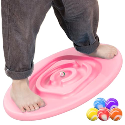 Hbbgdiy Kinderbalanced Board mit 5 Bällen Schaukelbrett 30 ° PE Balance Board Hochleistungsschieber Eierform glattes Entwicklungstraining 11,8 x 14,2 Zoll Wobble Board für Kinder, Style11 von Hbbgdiy