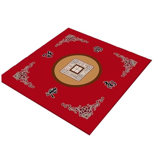 Hbbgdiy Mahjong Mat 32x32 '' Mahjong Table Matte Anti-Schlupf-Matten-Rausch-Reduktion Mahjong-Matte für Tabelle Soft ＆ Wear-resistente Mahjong-Spielmatte für Poker, Karte, Board & Tile Games Red von Hbbgdiy