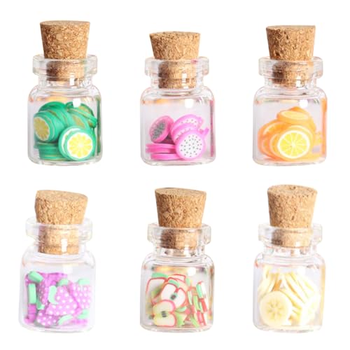 Hbbgdiy Mini Food Toys Miniaturflaschen 6pcs 1/12 Skala Mini -Flaschen mit Obstscheiben Süßes Mini -Food -Kit DIY Mini Glas Gläser für Puppenhaus Accessorie Style 1 von Hbbgdiy