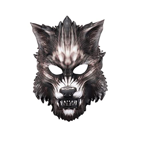 Hbbgdiy Werwolf Maske, Eva Halloween Werwolf halbe Maske Scary Horror Devil Wolf Animal Maske für Maskerade Halloween Kostüm Cosplay Party von Hbbgdiy