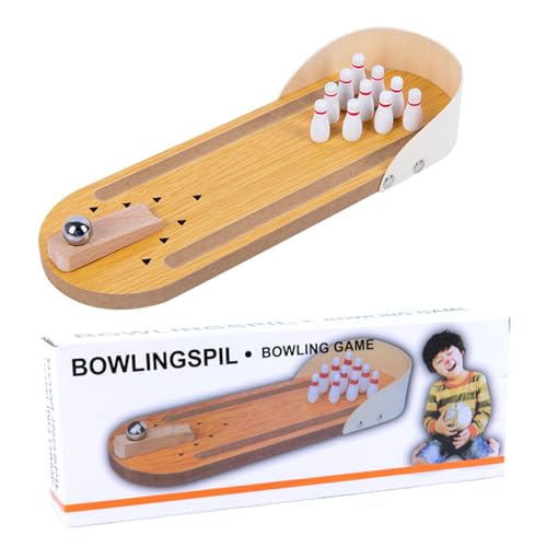 Mini Bowling Set Tabletop Bowling für Kinder Holz Mini Bowling Interaktiver Eltern-Kind-Schreibtisch Spielzeug polierte Entwicklung entspannter Mini Bowling-Spiel für 3+ Jahre alt von Hbbgdiy