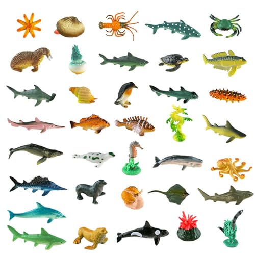 Mini -Meerestiere Figuren verschiedene Meerestiere Spielzeug 36pcs realistische Spielzeugfisch Miniatur Massive Meereskreaturen Spielzeug für Kinder Meerestier Spielzeug Fisch, Meereskreaturen Spiel von Hbbgdiy