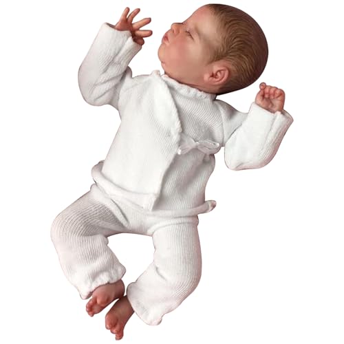 Reborn Puppen 9,8 Zoll Silikon Babypuppe Weiche realistische Babypuppe mit handgezeichneten Haaren und Kleidung, die echt aussehen Lebensechte Babypuppe für Mädchen Geschenke Silikon Babypuppe Re von Hbbgdiy