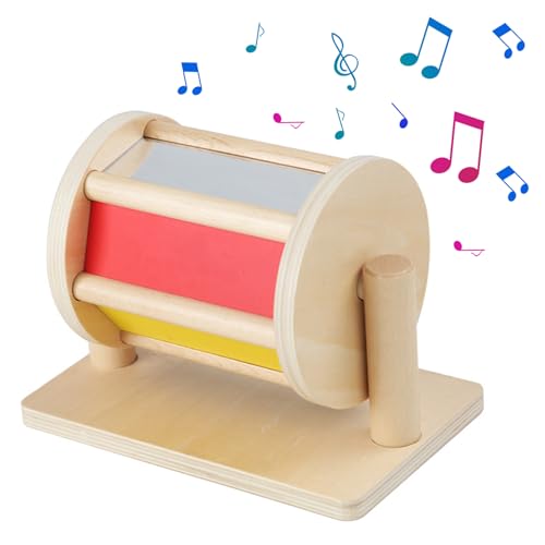 Spinning Drum Baby Spielzeug für 0-3-Jährige drehende Drum Safe Spinning Rainbow Baby Toy Holzspinner Spielzeug Leichtes Spinntrommel mit klarem Spiegel 8.2x5.1x6.1 in von Hbbgdiy