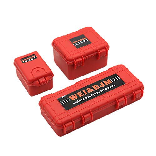 Hduacuge 3-teiliges Werkzeug zur Dekoration der Aufbewahrungsbox für Auto, Kunststoff, für Trx4 Axial Scx10 90046 D90 1/10 Rc Crawler Zubehör Rot von Hduacuge